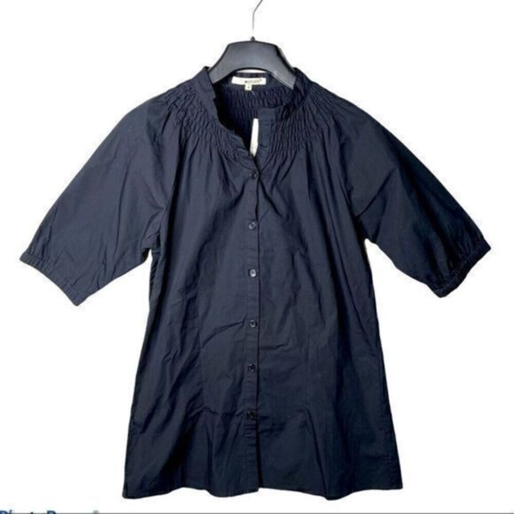 La Made black button down blouse top tunic size medium NWOT